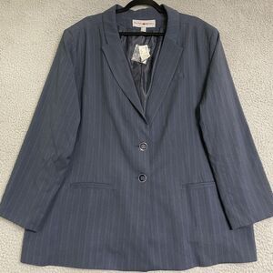 Avenue Plus Womens Blue Pinstripe Blazer Size 26 NWT Career Office Two Button